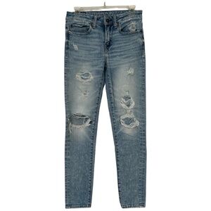 American Eagle Ne(x)t Level Airflex Skinny Stretch Jeans 29 x 32 Blue Distressed